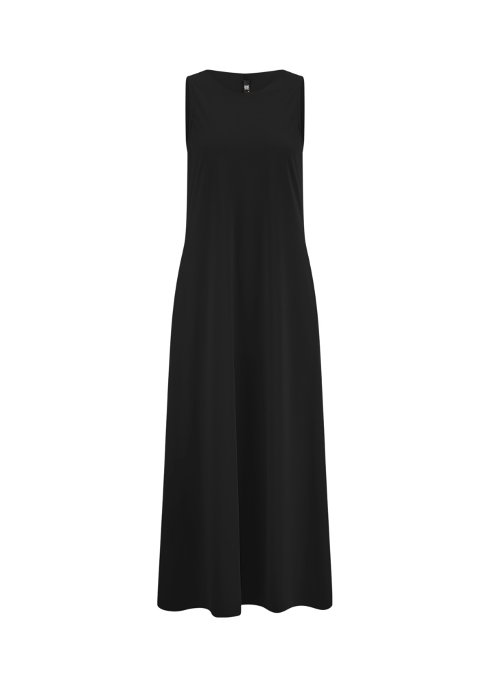 ПЛАТЬЕ RIANI черное миди без рукавов с гладкой плотной фактурой